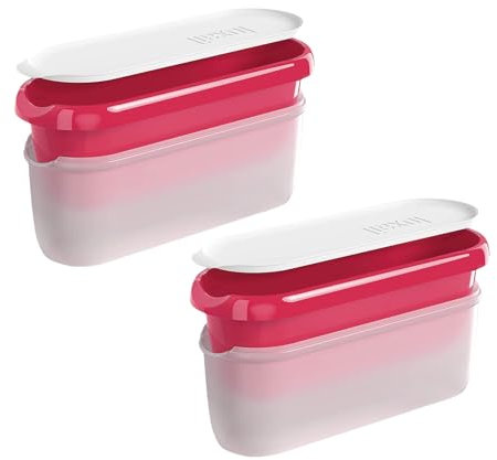 WJUHYGTF Recipiente De Helado para Helado Contenedor De Almacenamiento De 2 Piezas Y 1,5 litros Latas De Congelador Reutilizable Recipiente De Helado Casero con Tapa Apilable,Rosado