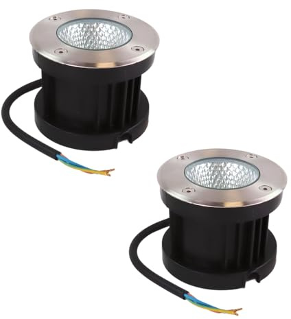 ENOVALITE 2 Stück LED Bodeneinbaustrahler 7W 490lm, 3000K Warmweiß, IP67 | Ø 100x80mm, Edelstahl und Aluminium, befahrbar bis 2t, 230V Bodeneinbauleuchte, Außenleuchte, Bodenspot