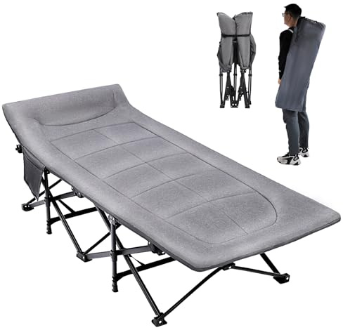 REDCAMP Faltbares Campingbett für Erwachsene mit weicher Matratzenunterstützung, 227 kg, extra breites Einzelbett, stabiles Campingbett, leichtes Schlafbett, tragbar für drinnen und draußen