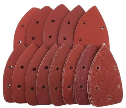 ZGXNYI Hojas de Lijado de 5 Agujeros de 140 x 98 mm, Papel de Lija Rojo Triangular con Gancho y Bucle, Disco de Lijado abrasivo de Grano 40-1000 for lijar Madera (20 Piezas) Papel De Lija(1000)
