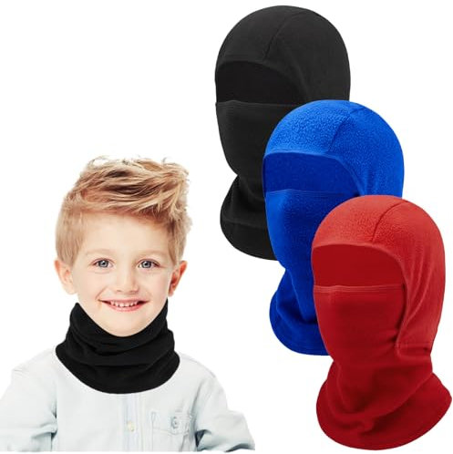 ZOCONE 3 Pcs Ski Mask Kids Balaclava Thermal Face Hood Mask for Boys Girls, Windproof Winter Balaclava Neck Warmer for Skiing Cycling Outdoor Sports(3 Color)