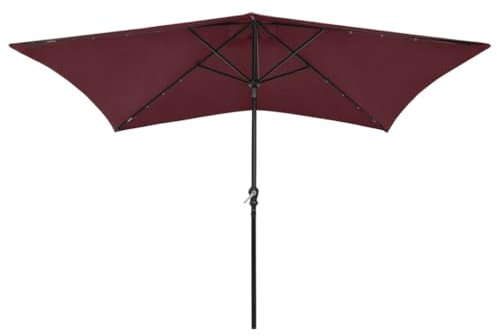 Annlera Garten-Sonnenschirm mit LED-Leuchten Balkonschirm Outdoor-Schirm Marktschirm Moderne Tischschirm Strandschirm Gartenmöbel Wasserdicht und Sonnenschutz Moderne Design Bordeauxrot 300x247 cm