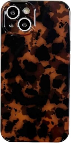 AMART Handyhülle für iPhone 13,Amber Brown Leopard Muster Hülle Tier Motive Aesthetic Frauen Mädchen Stoßfeste Schutzhülle für iPhone 13