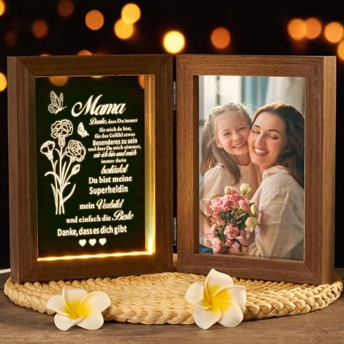 Johiux Weihnachten Geschenk für Mama,LED Bilderrahmen Geburtstagsgeschenk für Mutter,Weihnachtsgeschenke für Beste Mütter vonTöchter und Söhne,Muttertagsgeschenk Geschenke Mama Fotorahmen