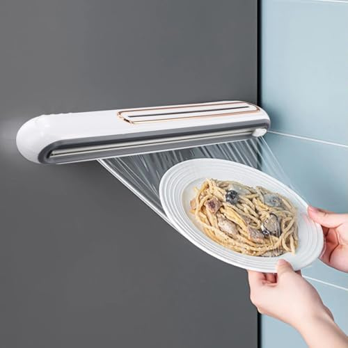 Besshepplo Magnetic Cling Film Dispenser And Plastic Divider Magnetic Cling Film Tin Foil Dispenser, For Cling Film Baking Paper Tin Foil(white)