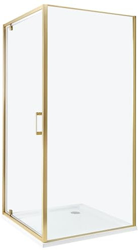 Cabina de ducha cuadrada de vidrio templado una puerta dorado 90 x 90 x 185 cm Darli