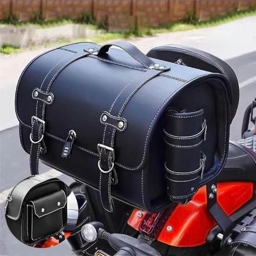 ZJGFCB Retro Motorcycle Top Box, Thickened Waterproof Universal Trunk Travel Trunk With Safety Combination Lock And Carrying Handle, Motorcycle Helmet Storage Suitcase(Color:A)