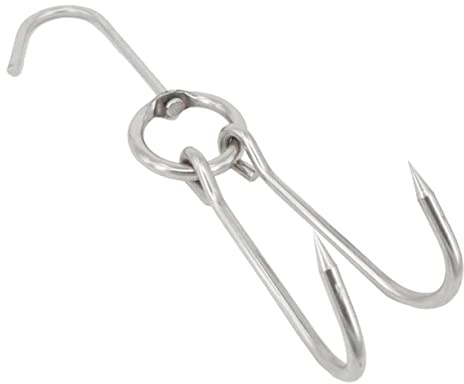 SECFOU Crochets à Viande Doubles en Acier Inoxydable 6Pcs Antirouille Outil de Rôtissage pour Bouchers et Chasseurs Séchage et Fumage des Viandes