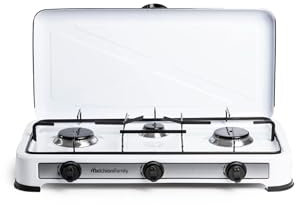 Melchioni Family Minerva 3 | Fornello a Gas 3 Fuochi - Struttura in Acciaio Smaltato, Griglia e Fuochi Removibili, Regolazione Fiamma, Potenza 2.9Kw