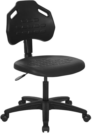 Office Star KH Series Ergonomic Self-Skinned Urethane Adjustable Vocational Commercial Chair, Pneumatic Height Task Chair with Carpet Casters