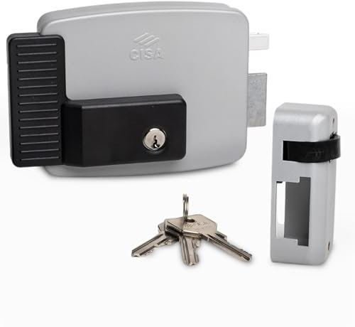 CISA - Serratura Elettrica da Applicare 111721601N7 - Elettroserratura CISA in Acciaio Verniciato con Chiave Interna - Cancello Esterno Entrata 60 Regolabile - Mano Destra - Finitura Grigio Alluminio
