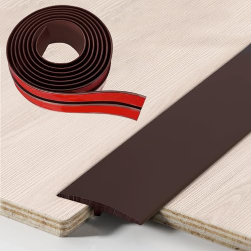 5 cm × 300 cm övergångsprofil, T-profil övergångslist, självhäftande, PVC dörrtrösklar list, övergångsprofil för anslutningsgolv, parkettgolv, laminat (brun)