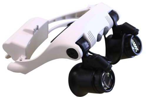 NIYANGLE 1pezzi Occhiali Ingranditori Testa Montata Con Luce Led Per Riparazioni e Valutazioni Leggeri e Pratici