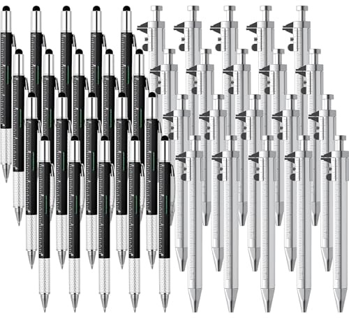AmazingSpark 40 Pcs Adult Men Gifts for Father's Day:6 in 1 Screwdriver Multi Tool Pens with Level Gauge Stylus Vernier Caliper Multi Tool Pens for Dad Husband Father's Day Birthday Gifts