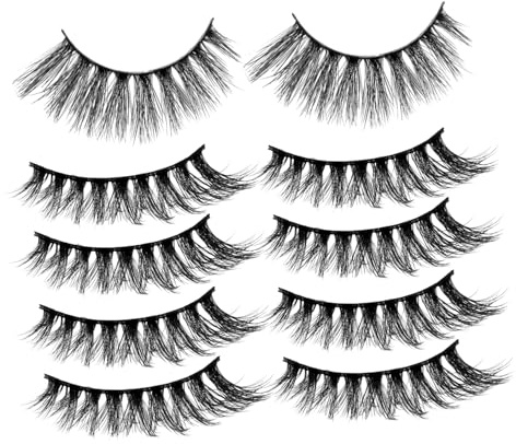 Anneome 5 Faux Cils Épais Noirs et Volumineux Cils Artificiels Longs pour Maquillage Féminin