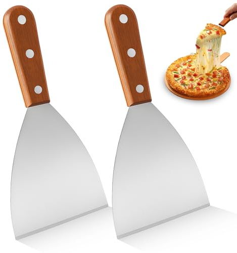 2PCS Spatola Cucina, Professionale Pizza Tagliapasta, Bordo Smussato, Manico Abs, Spatola per Pizza Multifunzione, Raschietto Cucina BBQ, Lavabile in Lavastoviglie