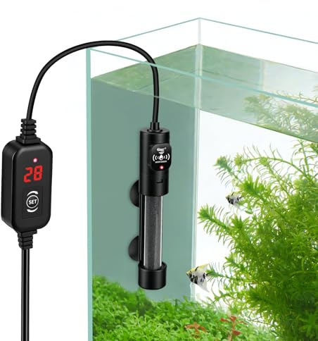 Hygger Small Calefacción para Acuario 100W Calentador de Tanque Acuario,Tortuga Calentador Sumergible para Peceras Betta para 38-75L Agua Dulce Agua Salada