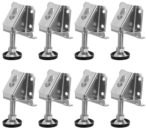 AUTSUPPL 8pcs Heavy Duty Wardrobe Adjusting Feet Furniture Cabinet Heavy Duty Legs Shelving Leveling Pads Cabinet Adjustable Feet Adjustable Leg Riser Workbench Riser Pads Silver