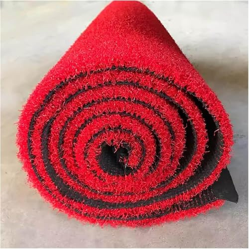 Tappeto erbato sintetico Tappeto in erba artificiale rossa, tappetino da prato con supporto in gomma da 1,18 (pollici), tappeto in erba simulata con fori di drenaggio per l'outdoor(100x200cm)