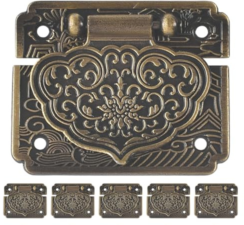 DIYEAH 6 pezzi di chiavistello antico per mobile: chiavistello decorativo vintage per scatola - ferramenta per portagioie antica per armadietti retrò per casse di legno