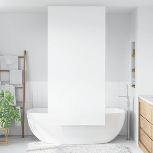 Duschrollo 100x240 cm, wasserfestes PEVA, Blickdicht, für Bad und Dusche, einfache Montage ohne Bohren, weiß, 96 cm Stoffbreite, platzsparend