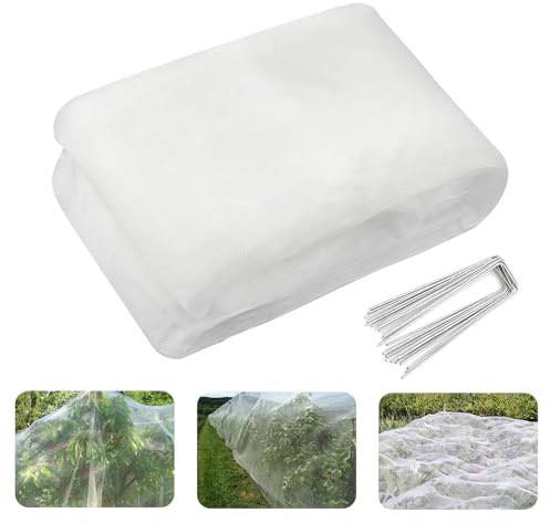 ZYNERY Garden Netting 3x10m Fine Mesh, Insect Protection Net for Veg Patch Plants Fruits Flowers, Anti Bird Butterfly Pest Netting with 20 U-Shaped Garden Pegs