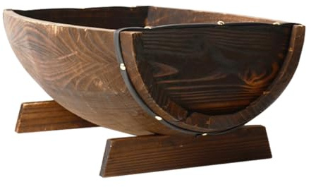PAMINGONO Halbfass Pflanzgefäß Aus Holz Rustikaler ÜBertopf FüR Innen Und AußEn Garten Dekoration Und Hochzeit Mit Boots-Serviertablett Design