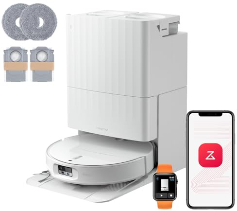 roborock Qrevo Edge 2 Set Robot Aspirapolvere Lavapavimenti 25.000Pa | LDS Retrattile, 7,98 cm, FlexiArm, Antigroviglio, Autopulizia Panno 80°C, Evita Oltre 280 Oggetti, Videochiamata, Bianco