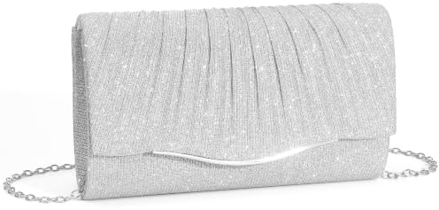 XquiziFit Abendhandtaschen Clutches Damen und Handtaschen für Damen | Glitzer Elegante Pailletten Umschlag Brauttasche mit Abnehmbare Metallkette für Hochzeit Party Prom