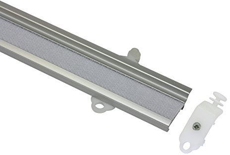 Gardinia Panel carrier for panel curtain rails and curtain rods with inside tracks, Velcro and pre-mounted rollers, Support with sliding head, 60 cm, Aluminium, Silver