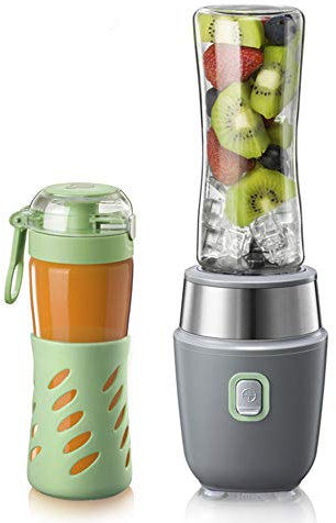H&RB Bicchiere da Spremiagrumi da 500 W con Bottiglie E Lama in Acciaio Inox, Protezione di Sicurezza, Frullatore Portatile E Personale per La Casa degli Ortaggi, Alimenti per Neonati in Viaggio