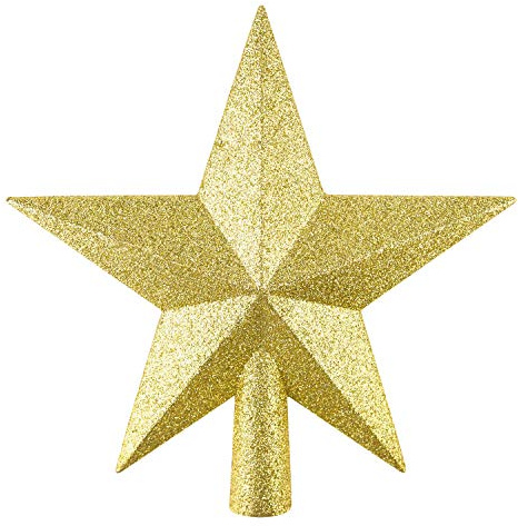 FEPITO 20,3 cm großer glitzernder Stern Mini-Weihnachtsbaumspitze, bruchsicher, Kleiner Weihnachtsbaumschmuck, Baumkrone für Urlaub oder Heimdekoration