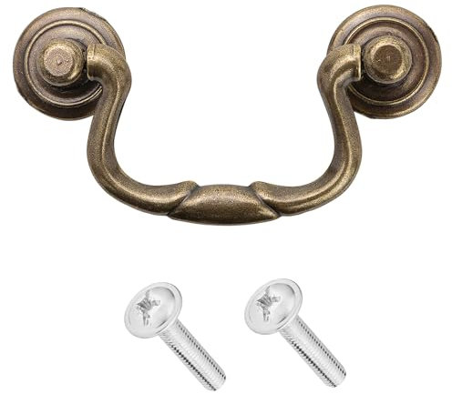 Decoranddecor Antique Copper Brass Vintage Round Pull Swing Ring Kitchen Bathroom Bedroom Cabinet Door Knobs Drawer Furniture Handles (64mm Swing Handle, Antique Copper) (Antique Brass)