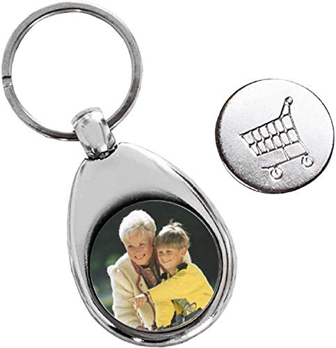 Schlüsselanhänger mit Foto personalisiert – magnetischer Einkaufswagenchip inklusive – Individuell gestalten mit eigenem Bild – Persönliches Geschenk für Damen, Herren & Familie - Magnet