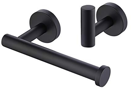 KES Toilettenpapierhalter Handtuchhaken Set Matt Schwarz Wandmontage
