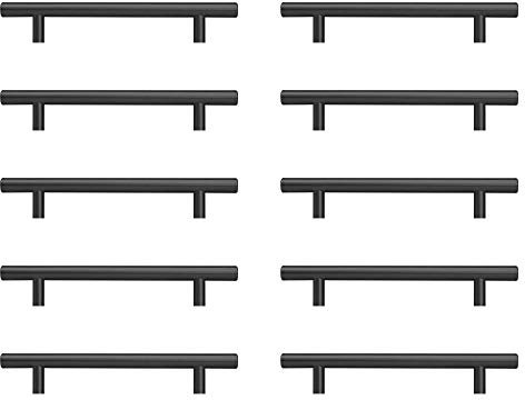 AwmnSrman Tiradores Cocina Negro Tiradores Armarios 10 Piezas 128MM Acero Inoxidable Pintura en Aerosoll Lnstalación de Agujeros Negro