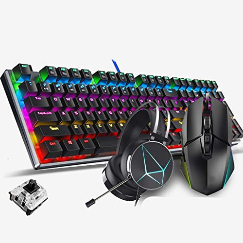ARCH Clavier Gamer 104 Touches Clavier Mécanique Régler avec Les Multimédia, Les Jeux Clavier Souris Casque Kit, Arc-en-LED Rétro-éclairé Filaire, for PC, Gamers Ordinateur Windows PC Clavier