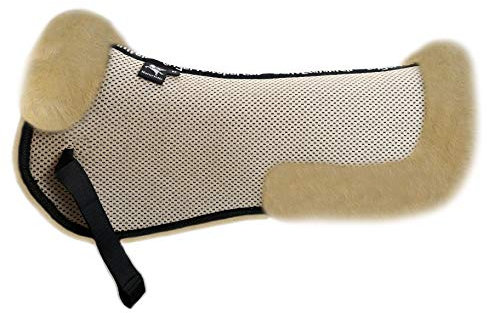 Engel Reitsport | AirTec CloseContact Sattelkissen AT-SAKIS2CC aus Lammfell und Funktionsgewebe mit Fellkranz vorne und hinten L Beige/Med.