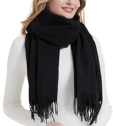 Landisun Scarf for Women Winter Shawl Wraps Winter Wedding Warm Christmas (Black)