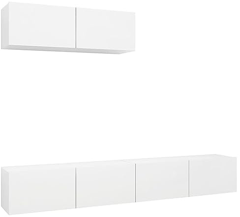 vidaXL 3X TV Schrank Wohnwand Schrankwand Anbauwand Hängeschrank TV Möbel Wandschrank HiFi-Schrank Lowboard Fernsehschrank Weiß Holzwerkstoff