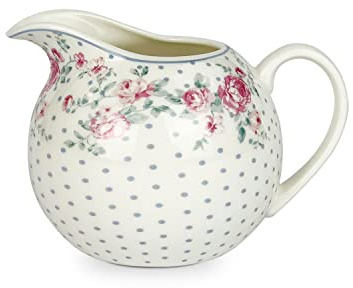 ISABELLE ROSE Pot à lait en porcelaine blanche à pois bleu clair 9x9,5 cm