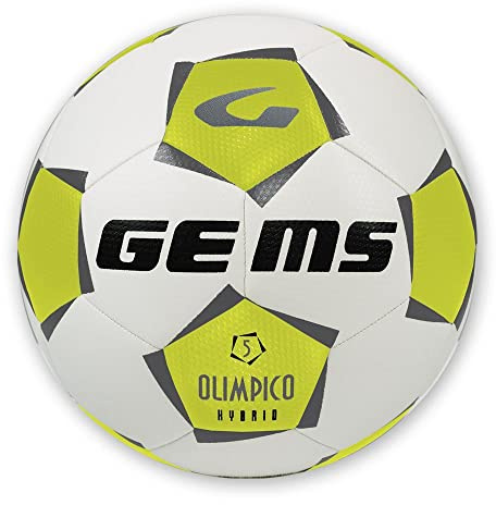 GEMS UN01-2616 OLIMPICO HYBRID Pallone da calcio ricreativo UNISEX GIALLO FLUO/GRIGIO 5