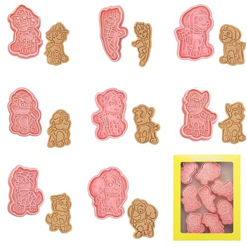 Cortador de Galletas, RosyFate 8 Piezas Dog Moldes Galletas Infantiles, Moldes para Galletas, Cortador Galletas Navidad, para Decorar Galletas Reposteria, Niños Hogar DIY Galletas