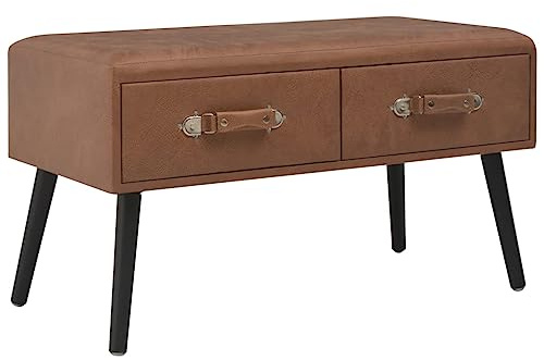 ZQQLVOO Bettbank Hocker mit Stauraum Flur Möbel Bank mit Schubladen 80 cm Dunkelbraun Kunstleder