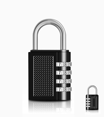 Combination Padlocks with 4 Digit Code, Locker Padlock Outdoor, Weatherproof and Anti-Theft for School Gym Locker Cabinet, Garage, Gate, Shed (1 Pack Black)