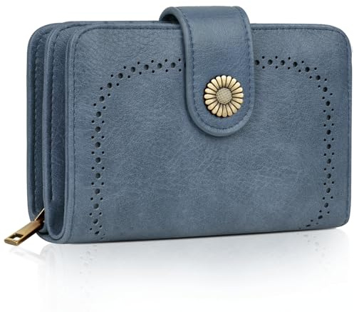 TEUEN Geldbeutel Damen Große Kapazität PU Leder Vintage Portemonnaie Brieftasche Geldbörse Mittelgroß mit RFID-Blockierung und Mehreren Fächern Frauen