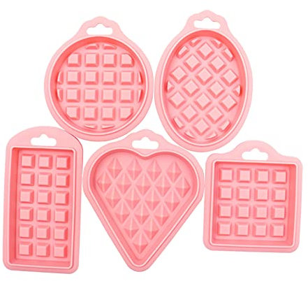 Flanera Silicona Individual de de Silicona de alimenticio, Juego de moldes para gofres de Piezas, Horno, Cocina, Suministros para Hornear Pasteles Molde Individual (Pink, One Size)
