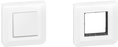 Legrand - Interrupteur ou va-et-vient Mosaic 10A blanc complet avec plaque et fixation à vis & Plaque Mosaic avec support à vis pour 2 modules - blanc