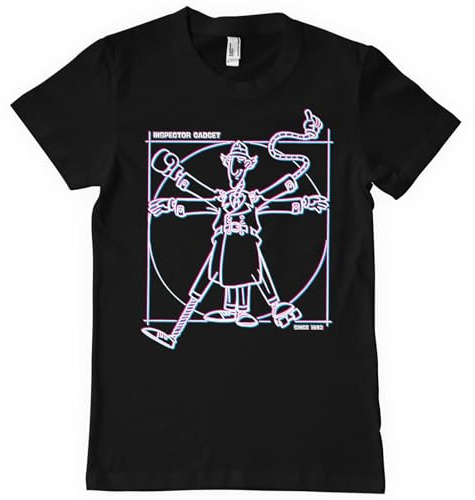Inspector Gadget Licenciado Oficialmente Vitruvian Man Camiseta para Hombre (Negro), Medium