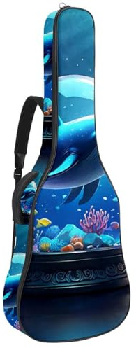 Schöne Gitarrentasche, wasserdichte Gigbag mit mehreren Taschen – 40/41/42 Zoll Akustikgitarrenetui, Krabben-Kristallkugel, Mehrfarbig Nr. 08, 42.9x16.9x4.7 in, Gitarrentasche